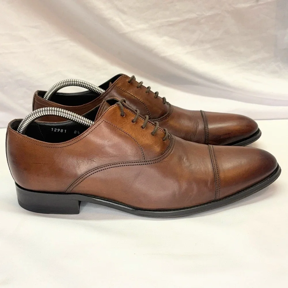 TO BOOT NEW YORK Brandon Oxford Dress Shoes Men's US 8.5 Brown Leather Cap Toe